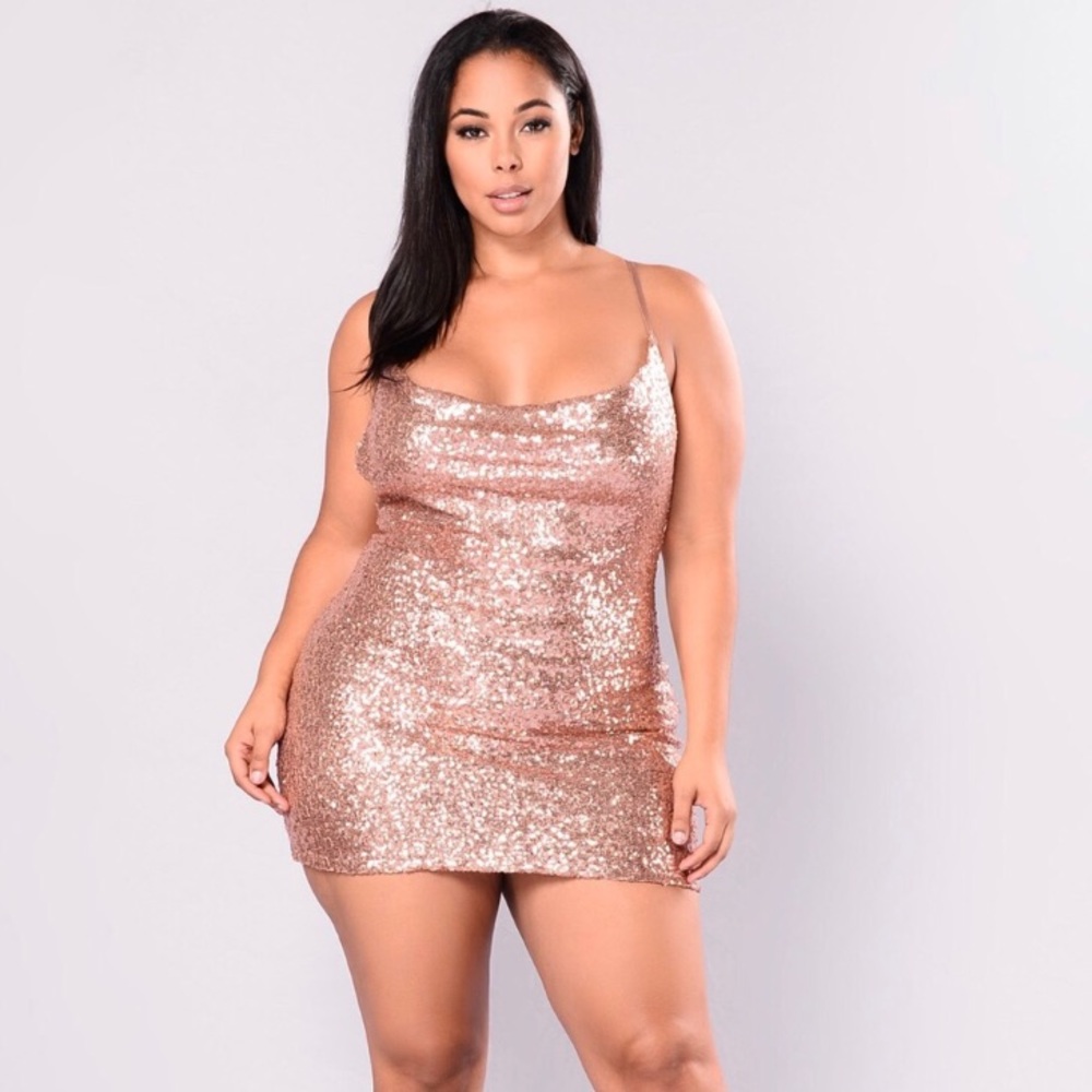 NWT Fashion Nova Start The Show Rose Gold Dress